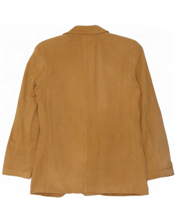 Vintage Womens Double Breasted Suede Blazer Jacket IT 44 Medium Beige
