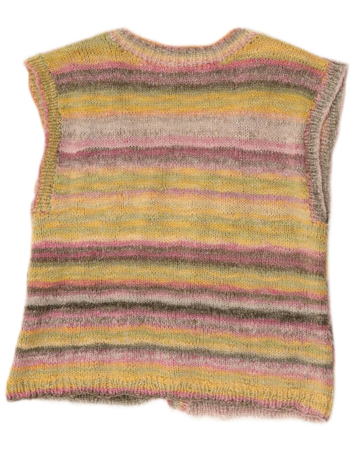 Vintage Womens Sleeveless Cardigan Sweater UK 14 Medium Multicoloured