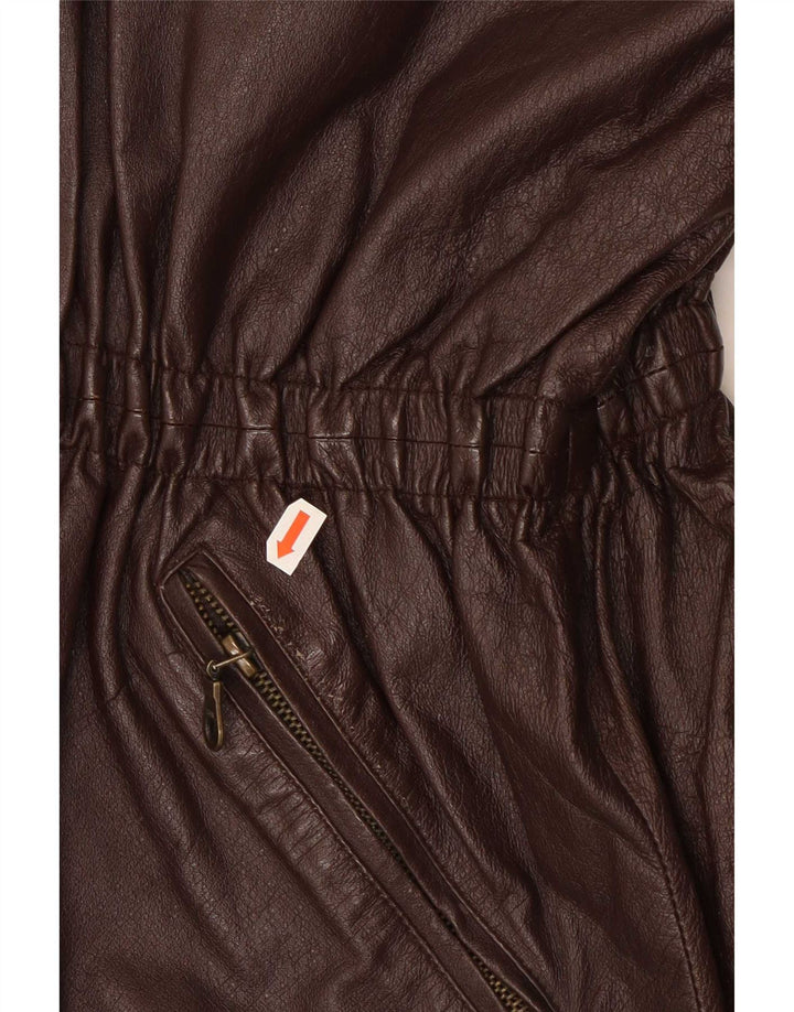 Vintage Womens Leather Jacket UK 20 2XL Brown