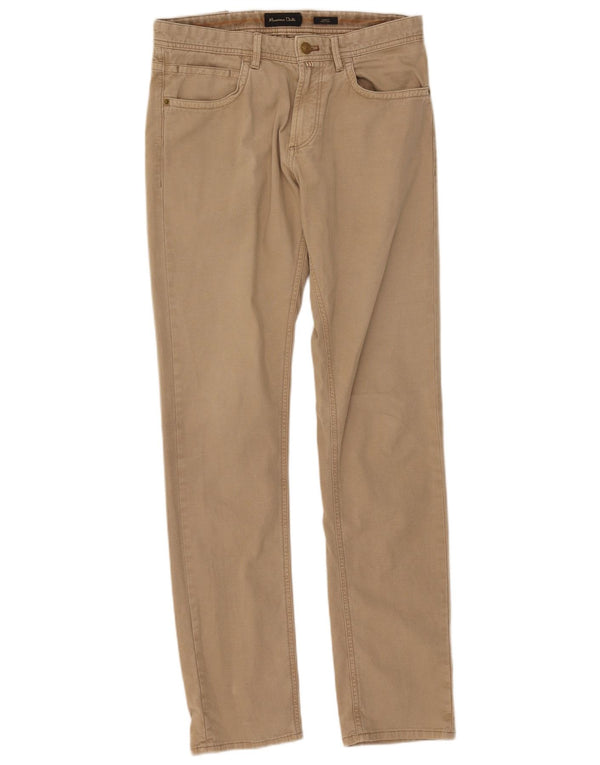 Massimo Dutti Mens Slim Fit Casual Trousers EU 38 Small W30 L32 Beige