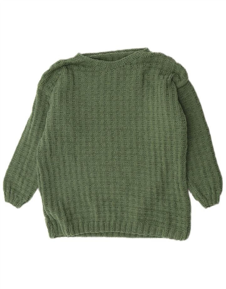 Vintage Womens Crew Neck Jumper Sweater UK 14 Medium Green Retro