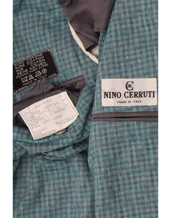 Nino Cerruti Mens 2 Button Blazer Jacket IT 54 2XL Blue Check Cotton