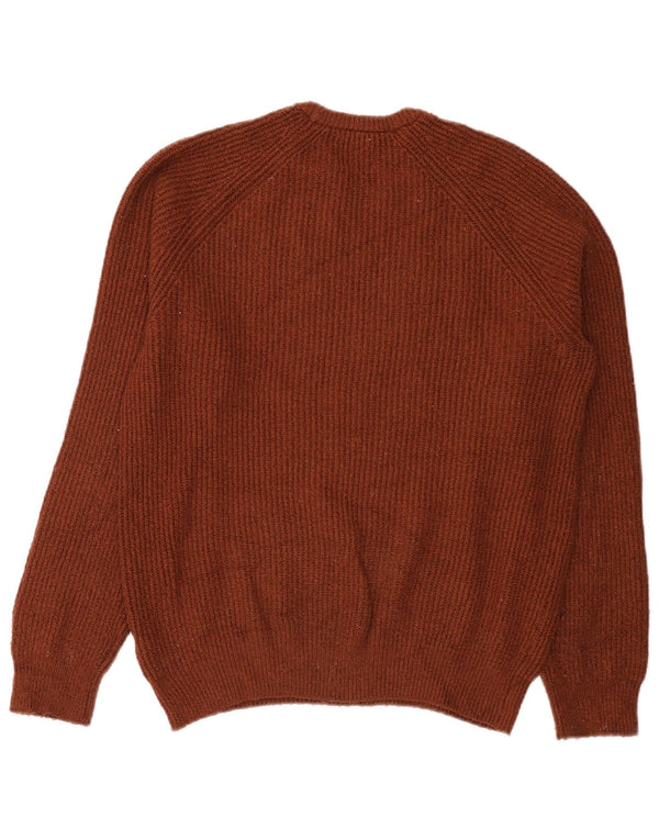 Marks & Spencer Mens Crew Neck Jumper Sweater Medium Brown Polyamide
