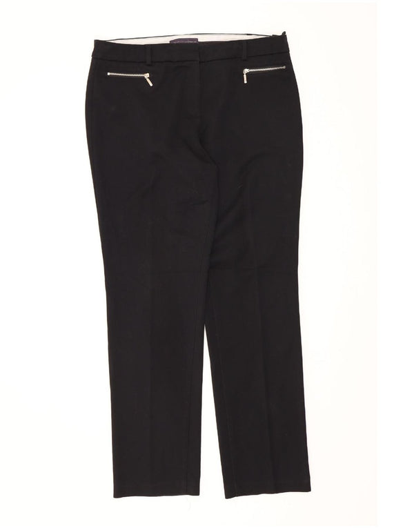 Marks & Spencer Womens Slim Fit Casual Trousers UK 14 Large W34 L30 Black