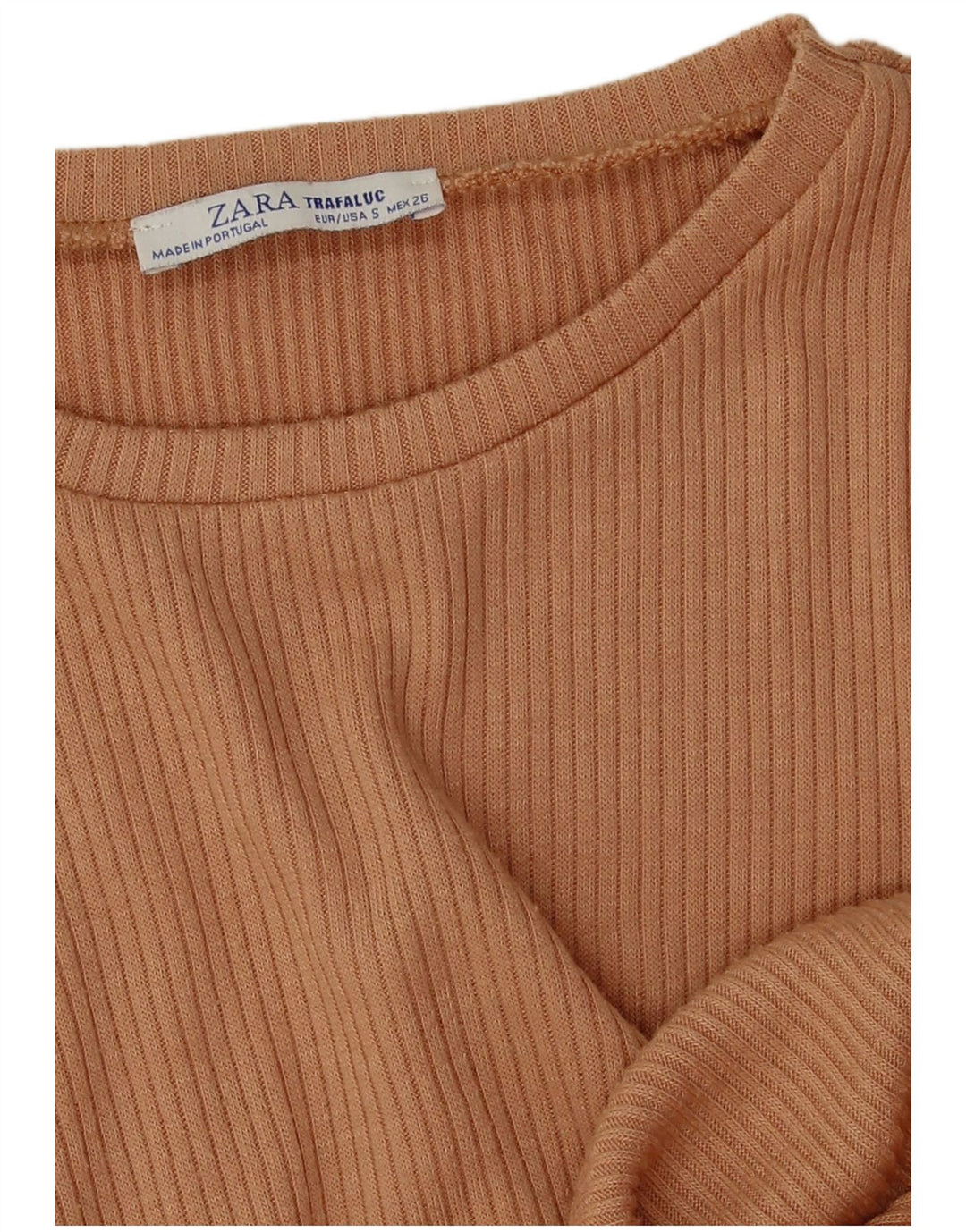 Zara Womens Crop T-Shirt Top UK 10 Small Brown Polyester