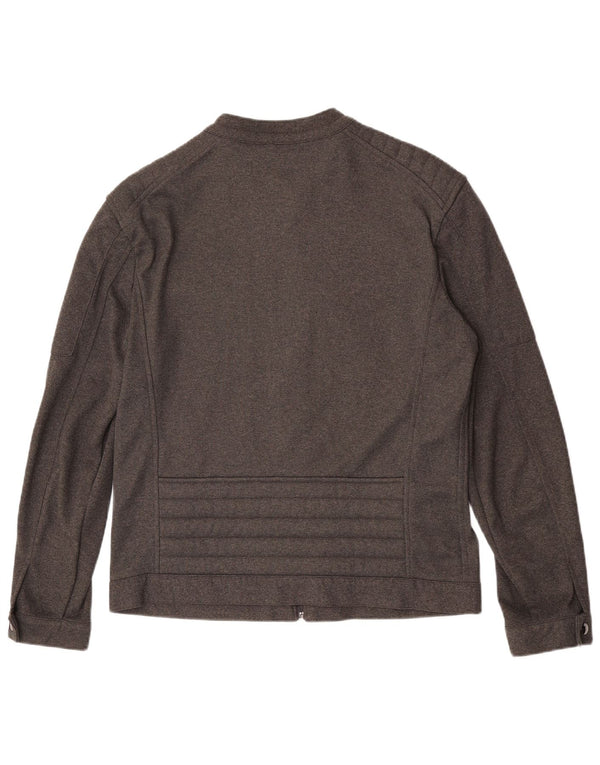 Zara Mens Zip Quilted Bomber Jacket UK 40 Large Grey