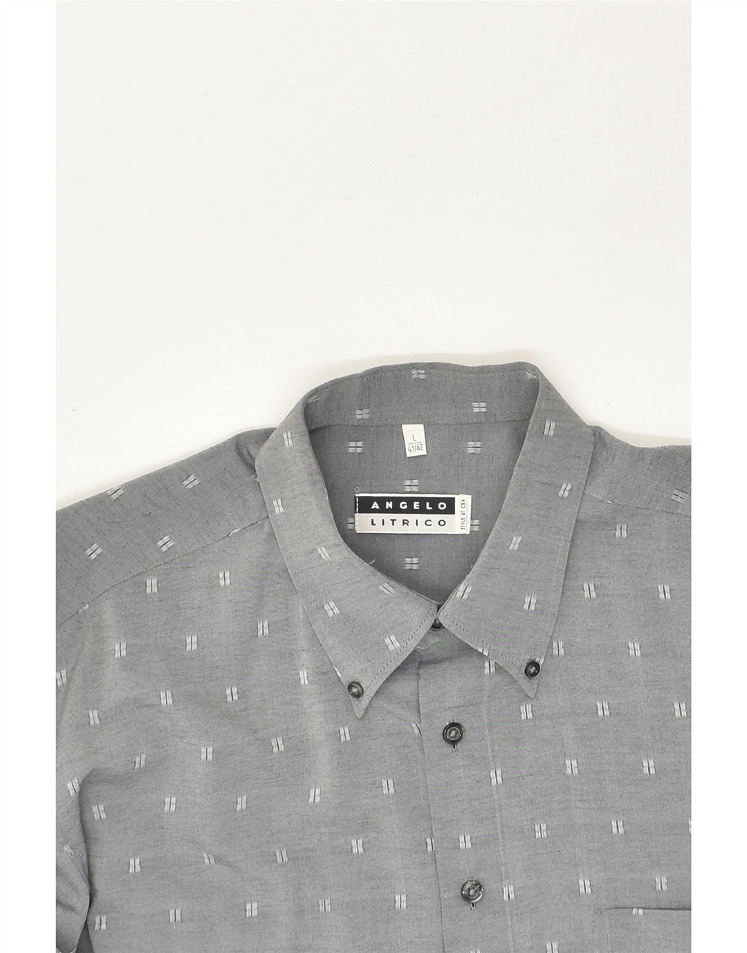 ANGELO LITRICO Mens Shirt Size 41/42 Large Grey Flecked Viscose | Vintage Angelo Litrico | Thrift | Second-Hand Angelo Litrico | Used Clothing | Messina Hembry 