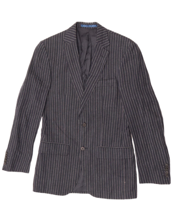 Marks & Spencer Mens 2 Button Blazer Jacket UK 34 XS Navy Blue Pinstripe
