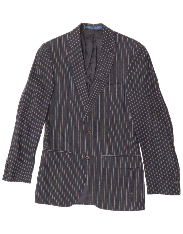 Marks & Spencer Mens 2 Button Blazer Jacket UK 34 XS Navy Blue Pinstripe