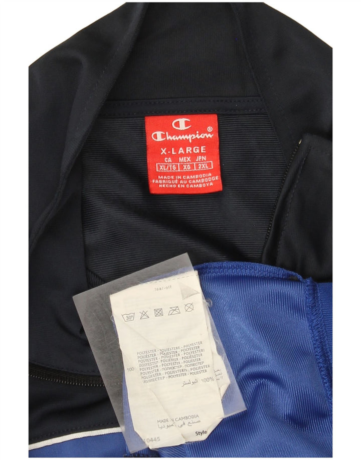 Champion Mens Graphic Tracksuit Top Jacket XL Blue Colourblock Polyester