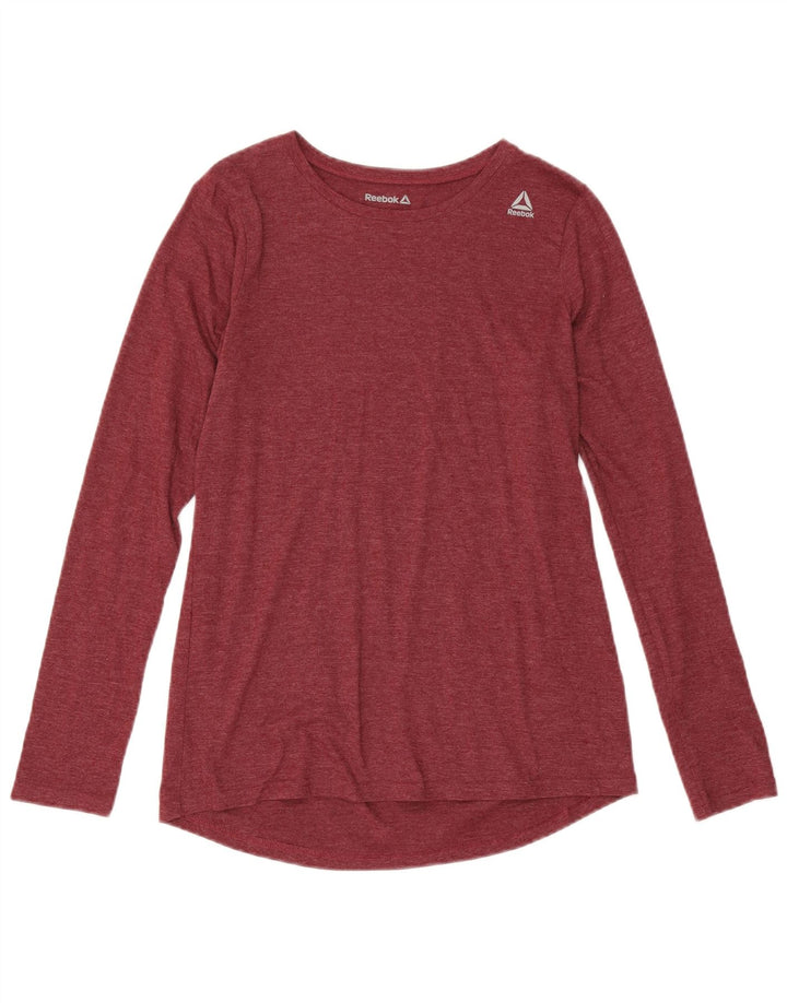 Reebok Womens Top Long Sleeve UK 12 Medium Burgundy Flecked Polyester