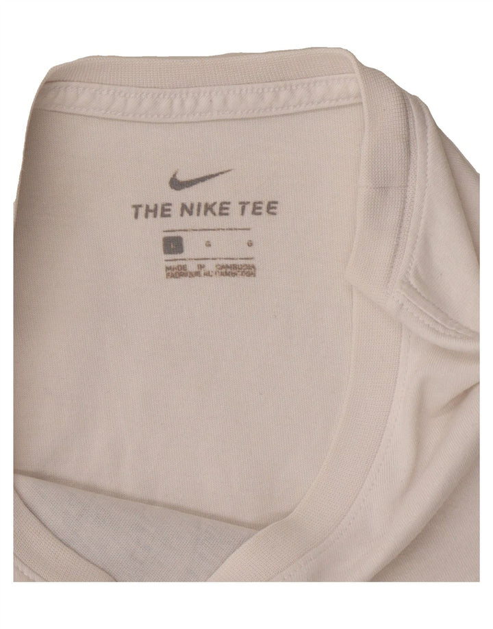 NIKE Mens Graphic T-Shirt Top Large White Vintage Nike and Second-Hand Nike from Messina Hembry 