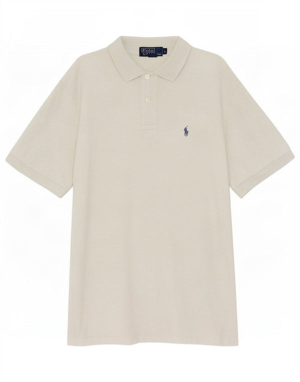 Polo Ralph Lauren Mens Polo Shirt Large Beige Flecked Cotton
