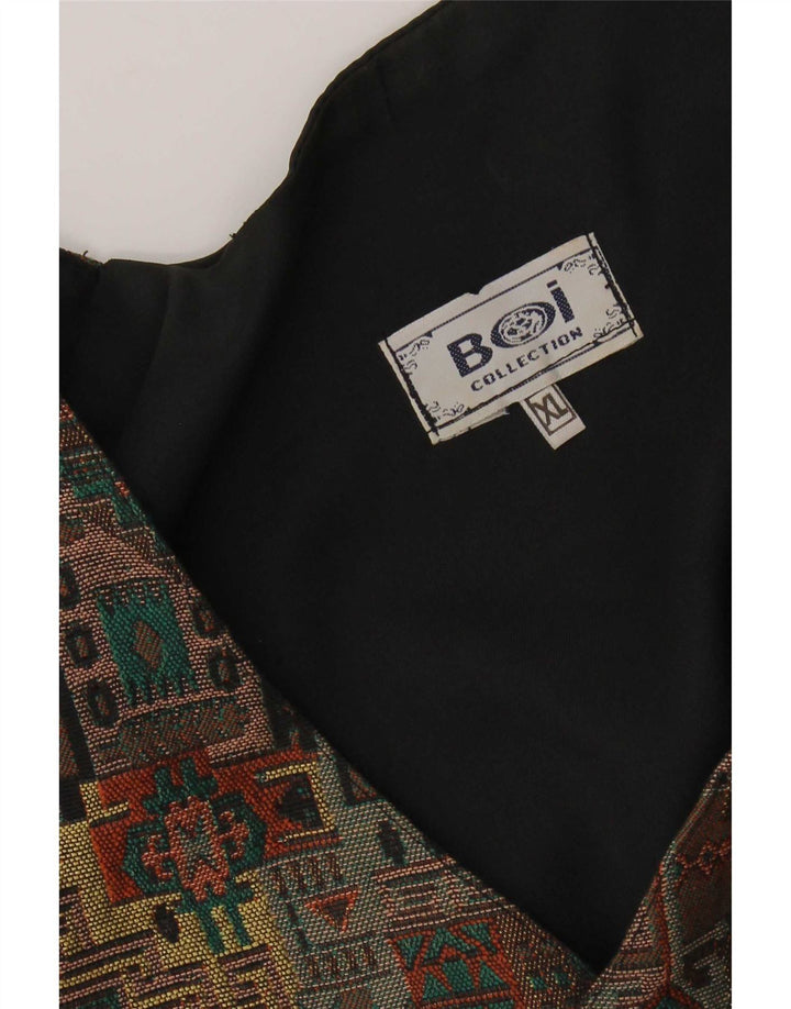 Vintage Mens Waistcoat XL Black Geometric
