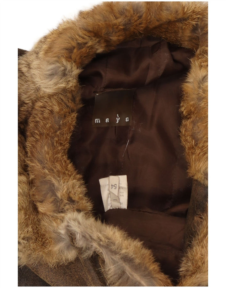 MAYS Mens Leather Jacket UK 40 Large Brown Leather