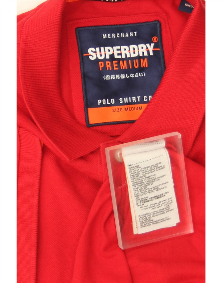 Superdry Mens Polo Shirt Medium Red Cotton
