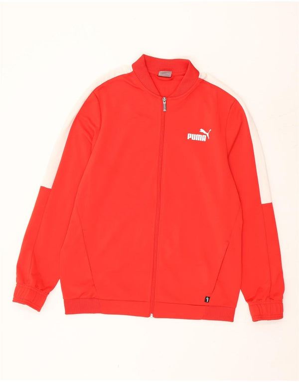 Puma Mens Tracksuit Top Jacket Medium Red Colourblock Polyester