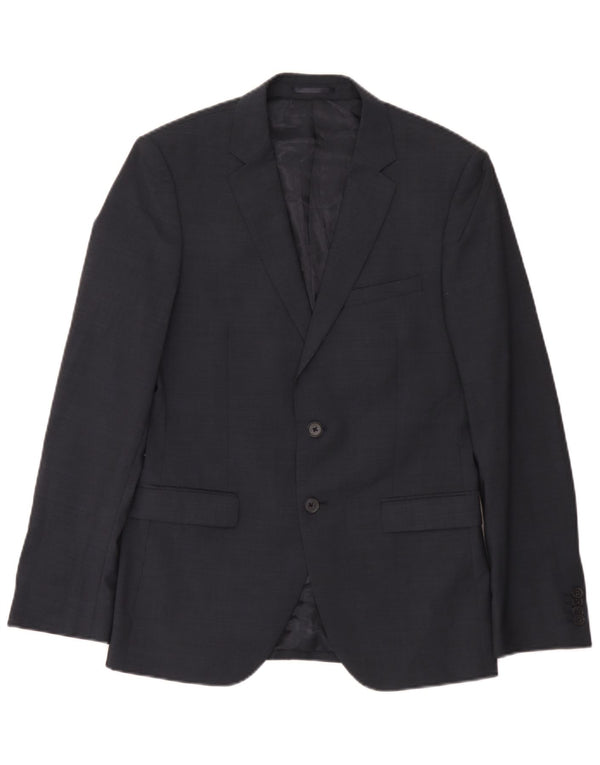 Dkny Mens 2 Button Slim Fit Blazer Jacket UK 38 Medium Navy Blue Wool