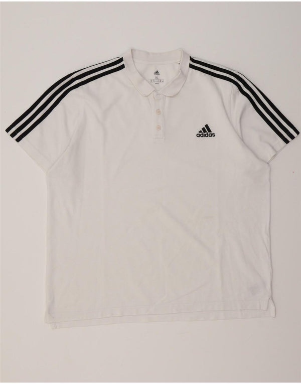 ADIDAS Mens Polo Shirt XL White Cotton