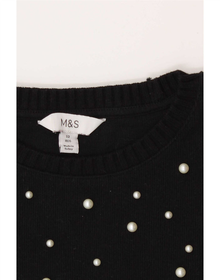 Marks & Spencer Womens Blouse Top UK 12 Medium Black Flecked
