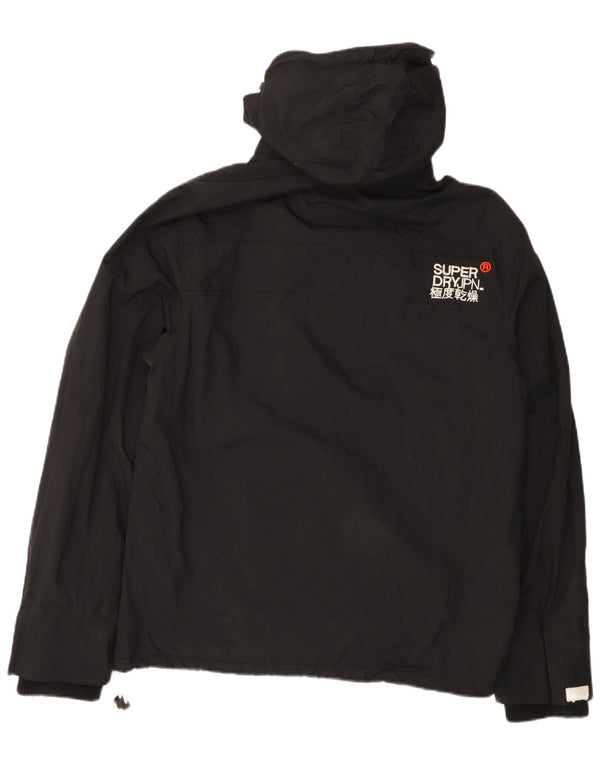 Superdry Womens Graphic Hooded Windbreaker Jacket UK 18 XL Black Nylon