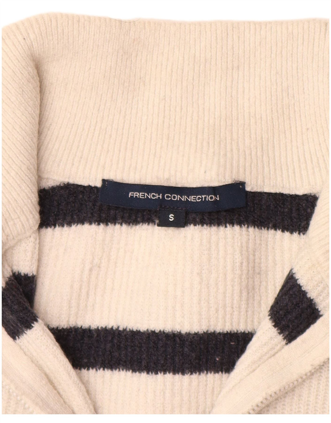 FRENCH CONNECTION Womens Crop Zip Neck Jumper Sweater UK 10 Small White