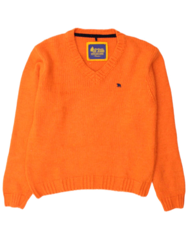 Lee Mens V-Neck Jumper Sweater Medium Orange Acrylic