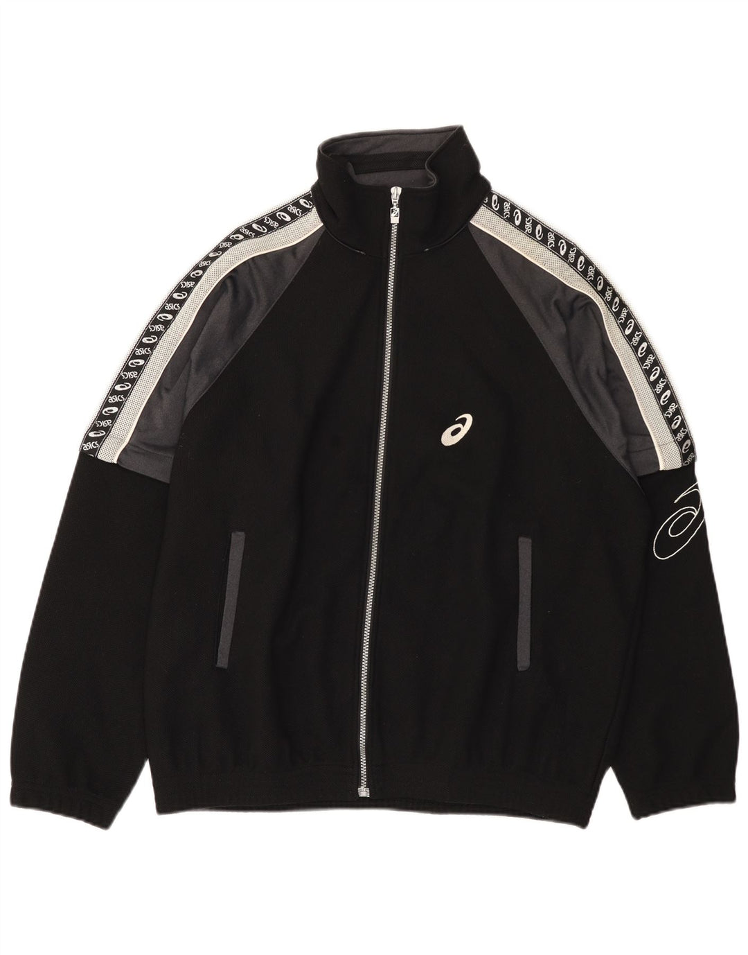 Asics Mens Graphic Tracksuit Top Jacket Large Black Colourblock