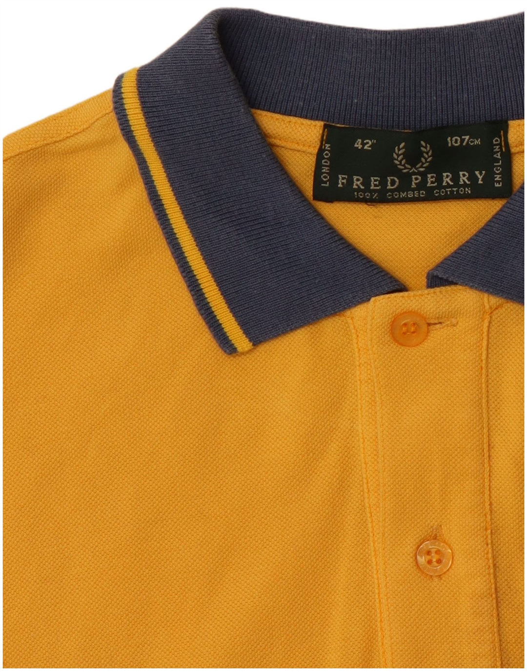 FRED PERRY Mens Polo Shirt Medium Yellow Cotton
