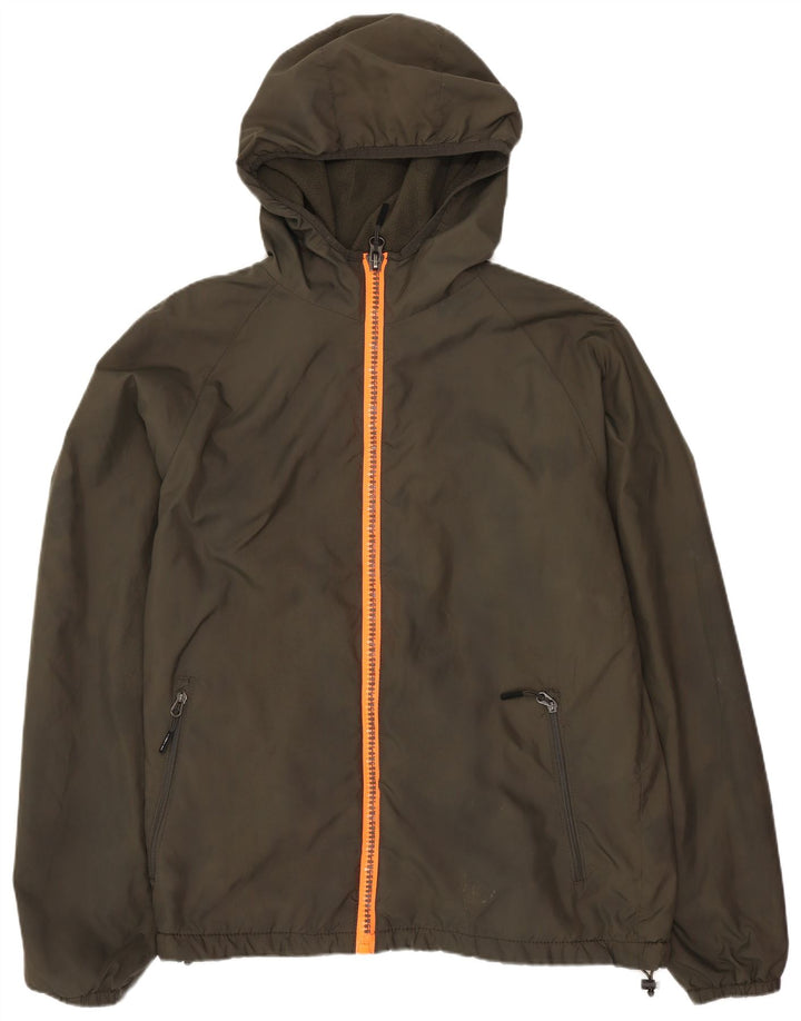 New Balance Womens Hooded Windbreaker Jacket UK 14 Medium Khaki Polyester