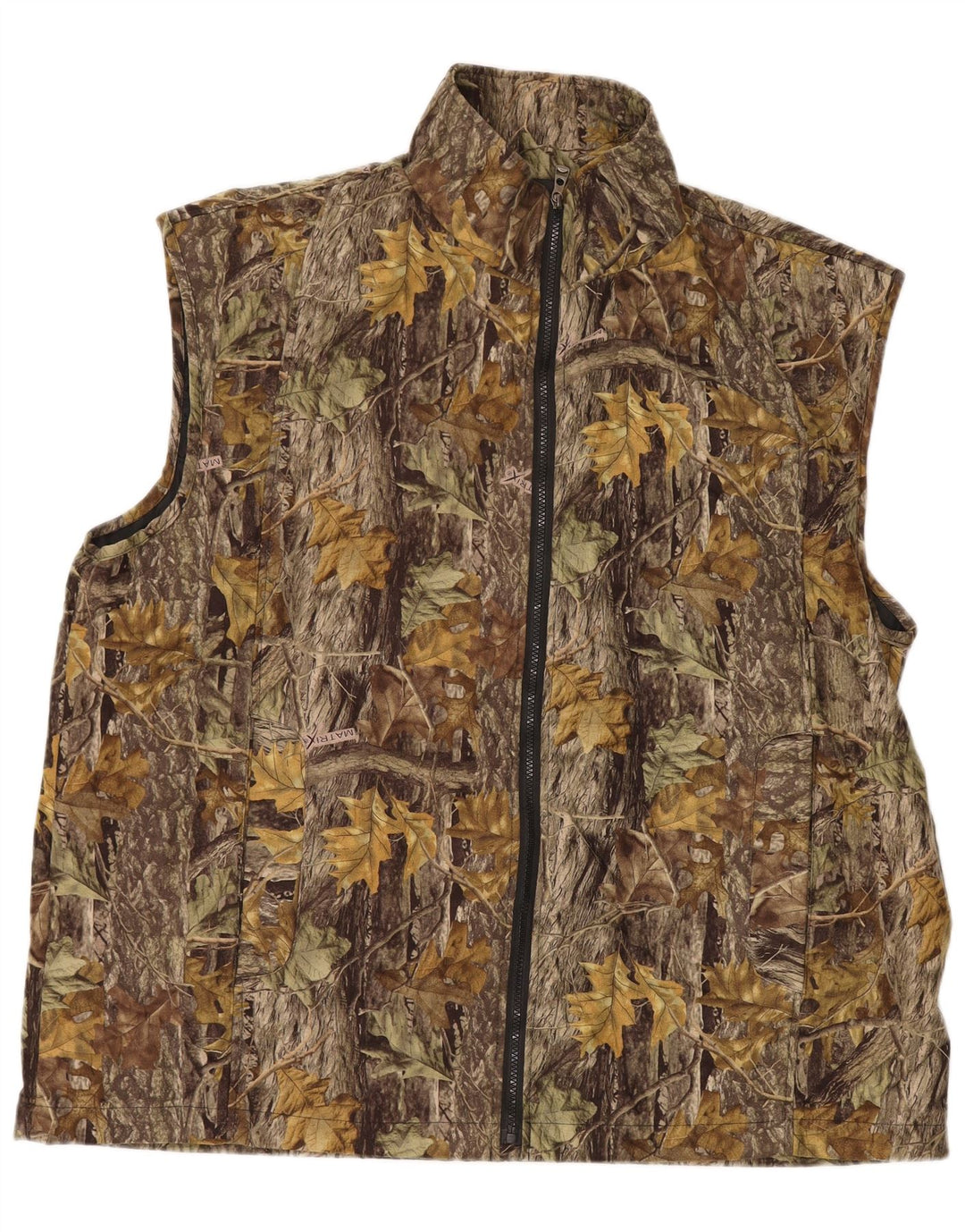 VINTAGE Mens Abstract Pattern Gilet UK 44 2XL Brown Colourblock Polyester