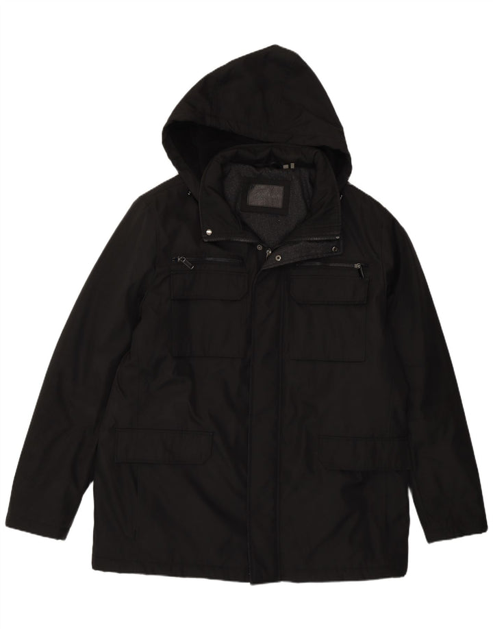 Calvin Klein Mens Hooded Utility Jacket UK 40 Large Black Polyester