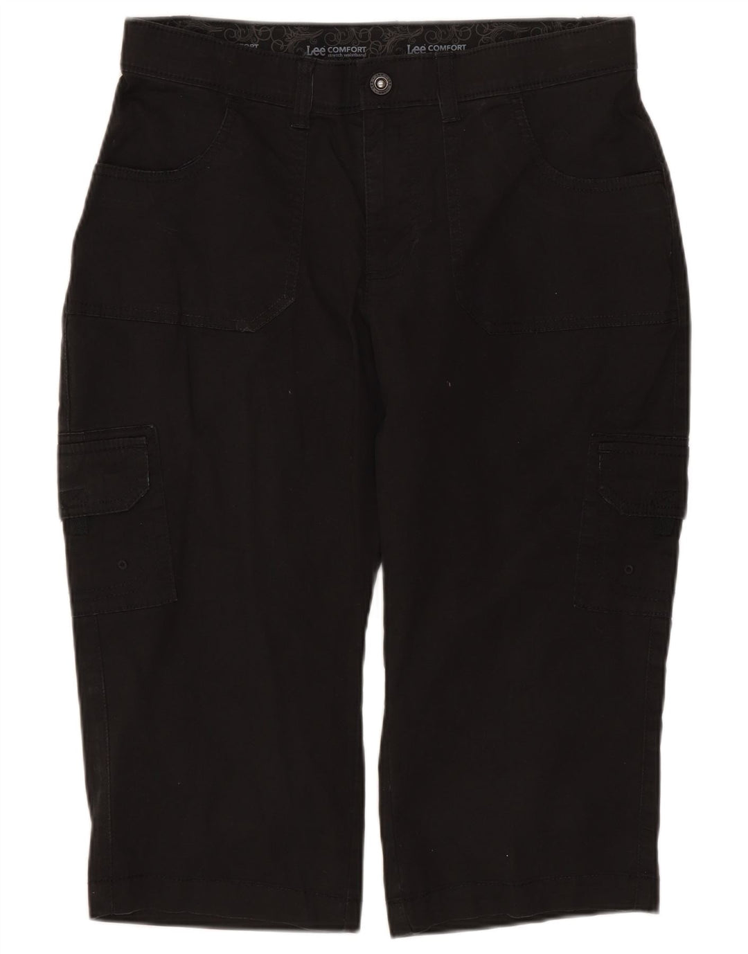 LEE Womens Cargo Bermuda Shorts US 6 Medium W30  Black Cotton