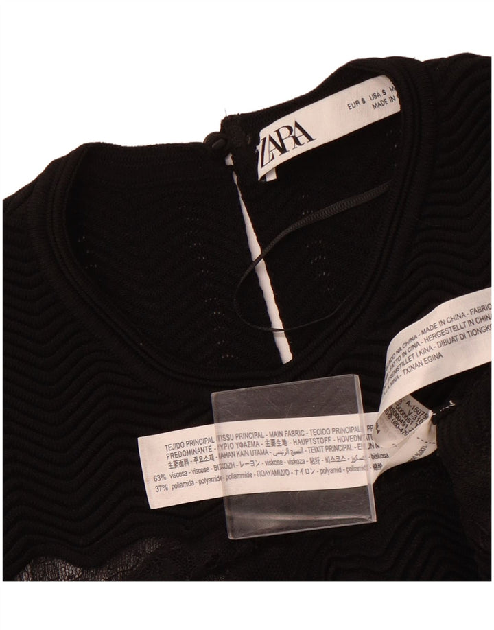 ZARA Womens Sleeveless Lace Maxi Dress UK 8 Small Black Viscose