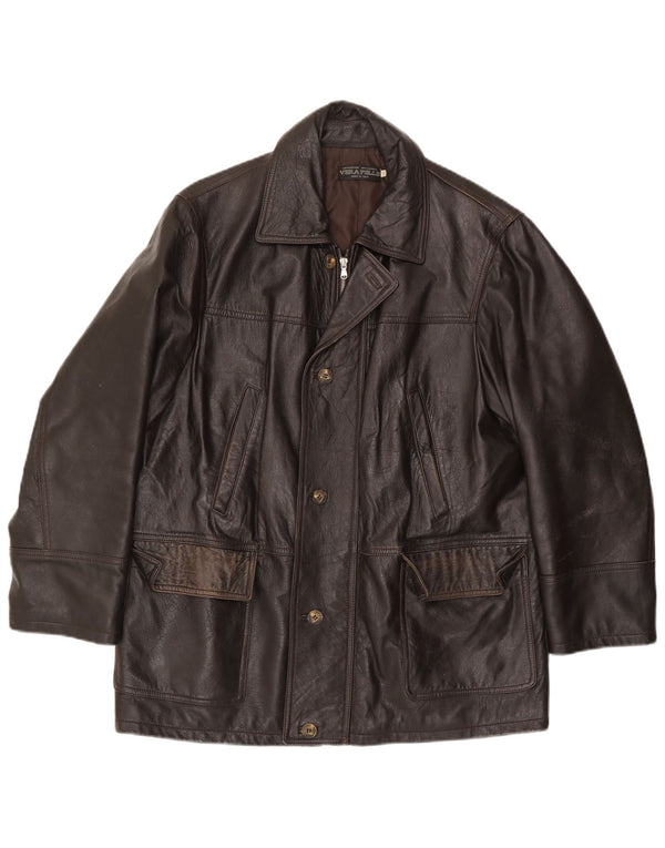 Lavorazione Artigianale Mens Leather Jacket IT 48 Medium Brown Leather