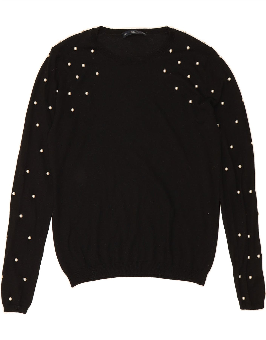 ZARA Womens Boat Neck Jumper Sweater UK 14 Medium Black Vintage Zara and Second-Hand Zara from Messina Hembry 