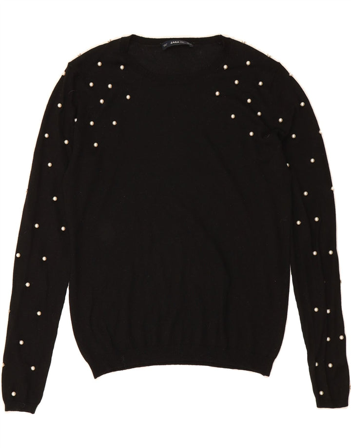 ZARA Womens Boat Neck Jumper Sweater UK 14 Medium Black Vintage Zara and Second-Hand Zara from Messina Hembry 