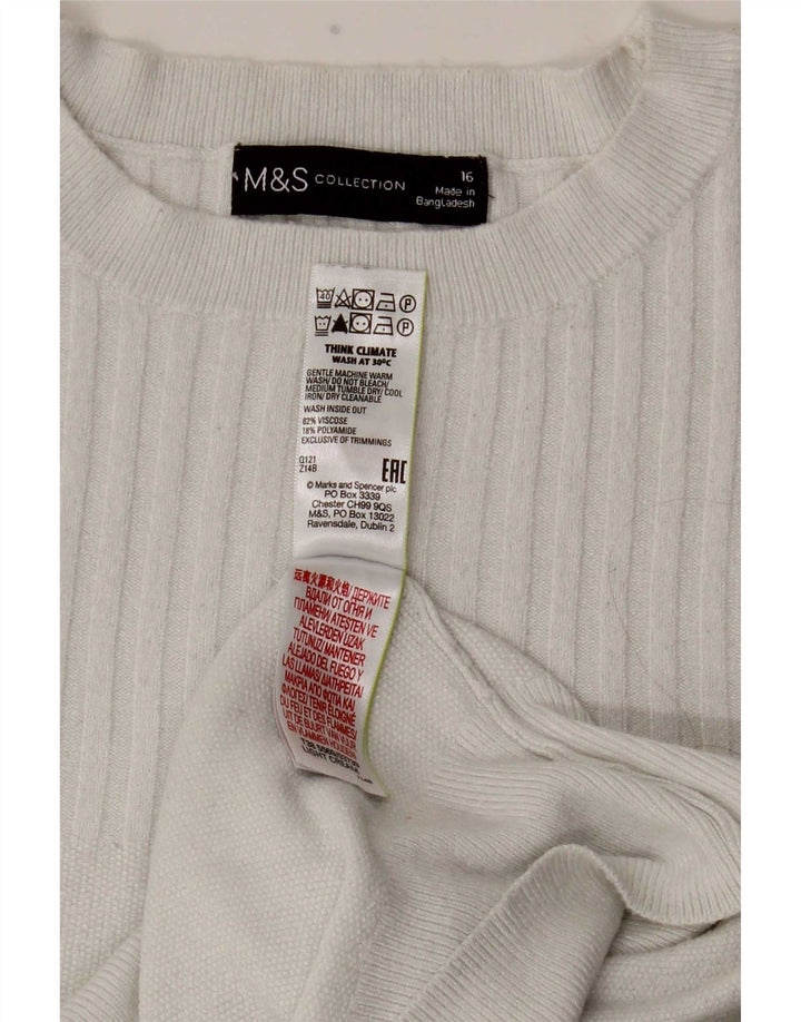 Marks & Spencer Womens Blouse Top UK 16 Large White Viscose