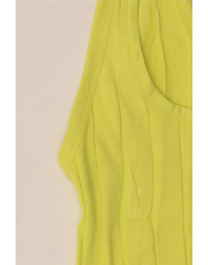 Massimo Dutti Womens Vest Top UK 8 Small Yellow Cotton