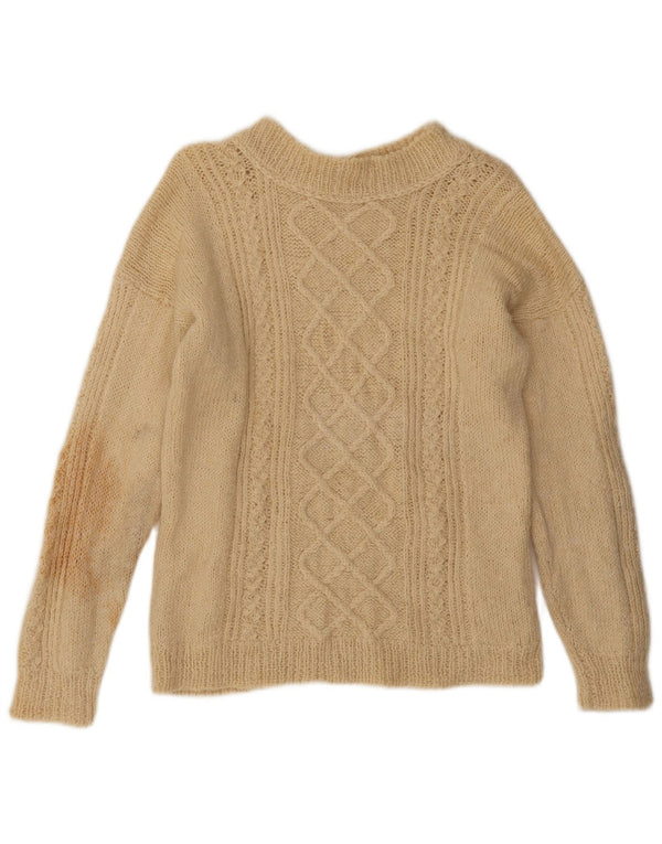 Vintage Womens Boat Neck Jumper Sweater UK 14 Large Beige