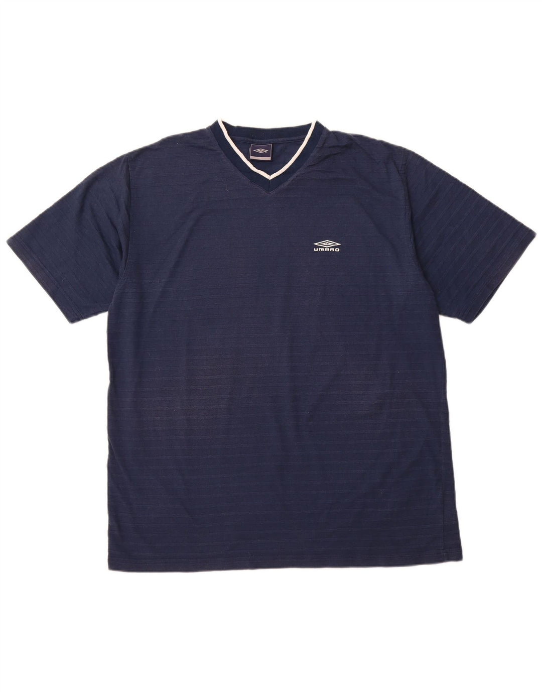 UMBRO Mens T-Shirt Top 2XL Navy Blue Striped Polyester