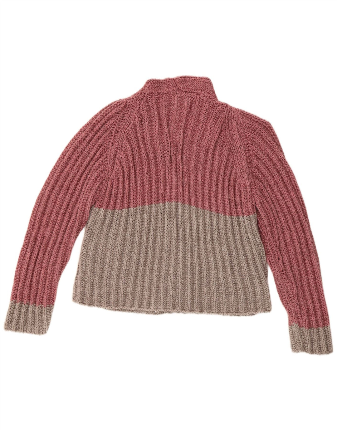 VINTAGE Womens Cardigan Sweater UK 16 Large Pink Colourblock