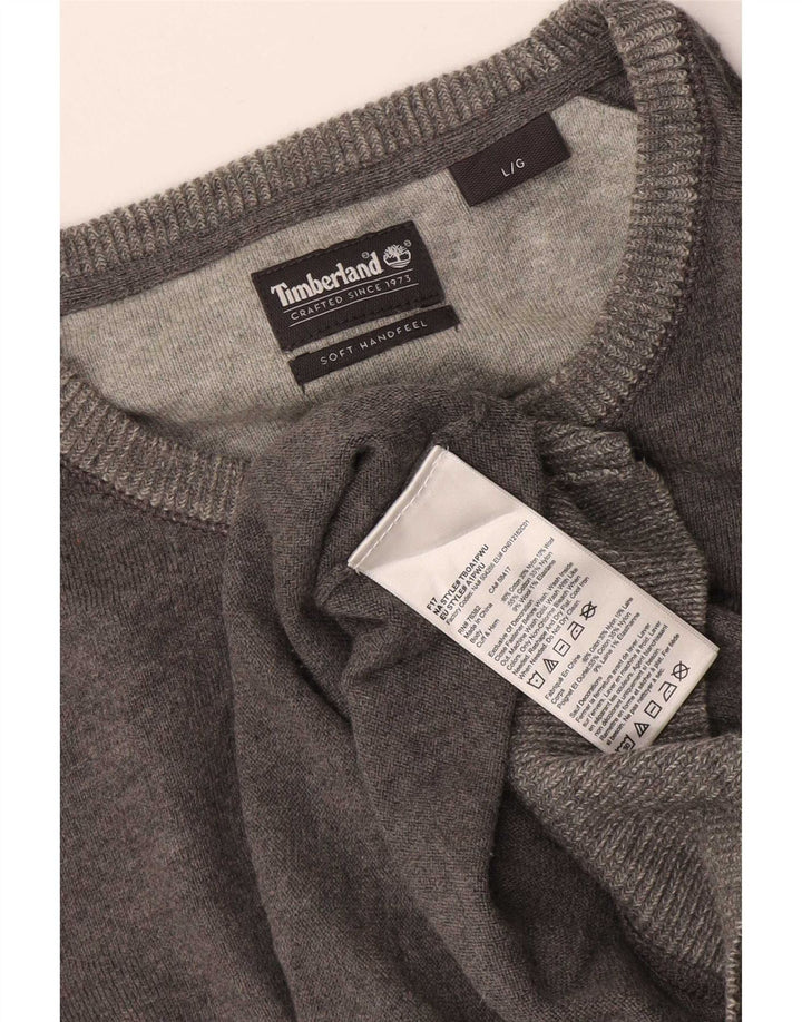 Timberland Mens Crew Neck Jumper Sweater Large Grey Cotton