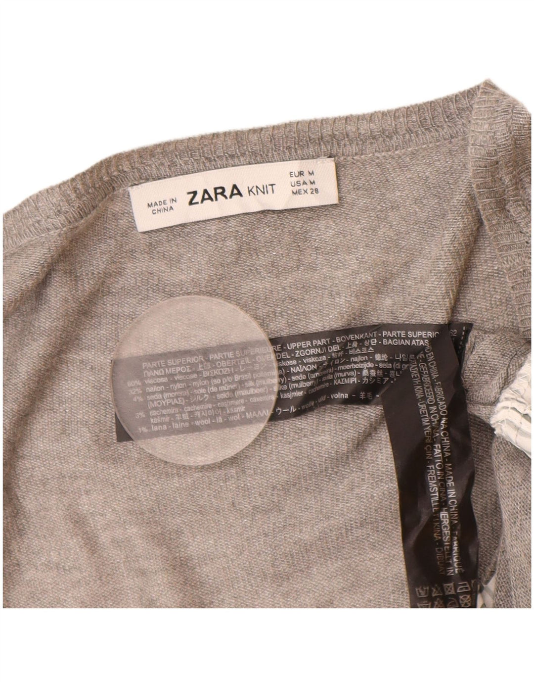 ZARA Womens Longline Boat Neck Jumper Sweater UK 14 Medium Grey Viscose
