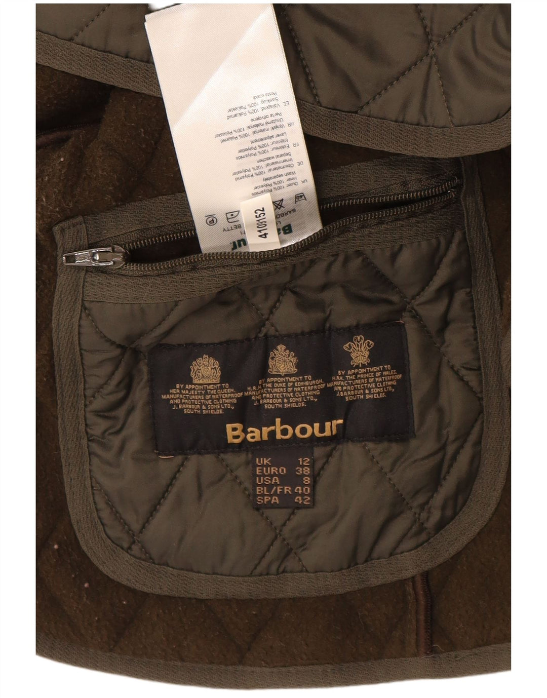 BARBOUR Womens Quilted Gilet UK 12 Medium  Khaki Polyamide