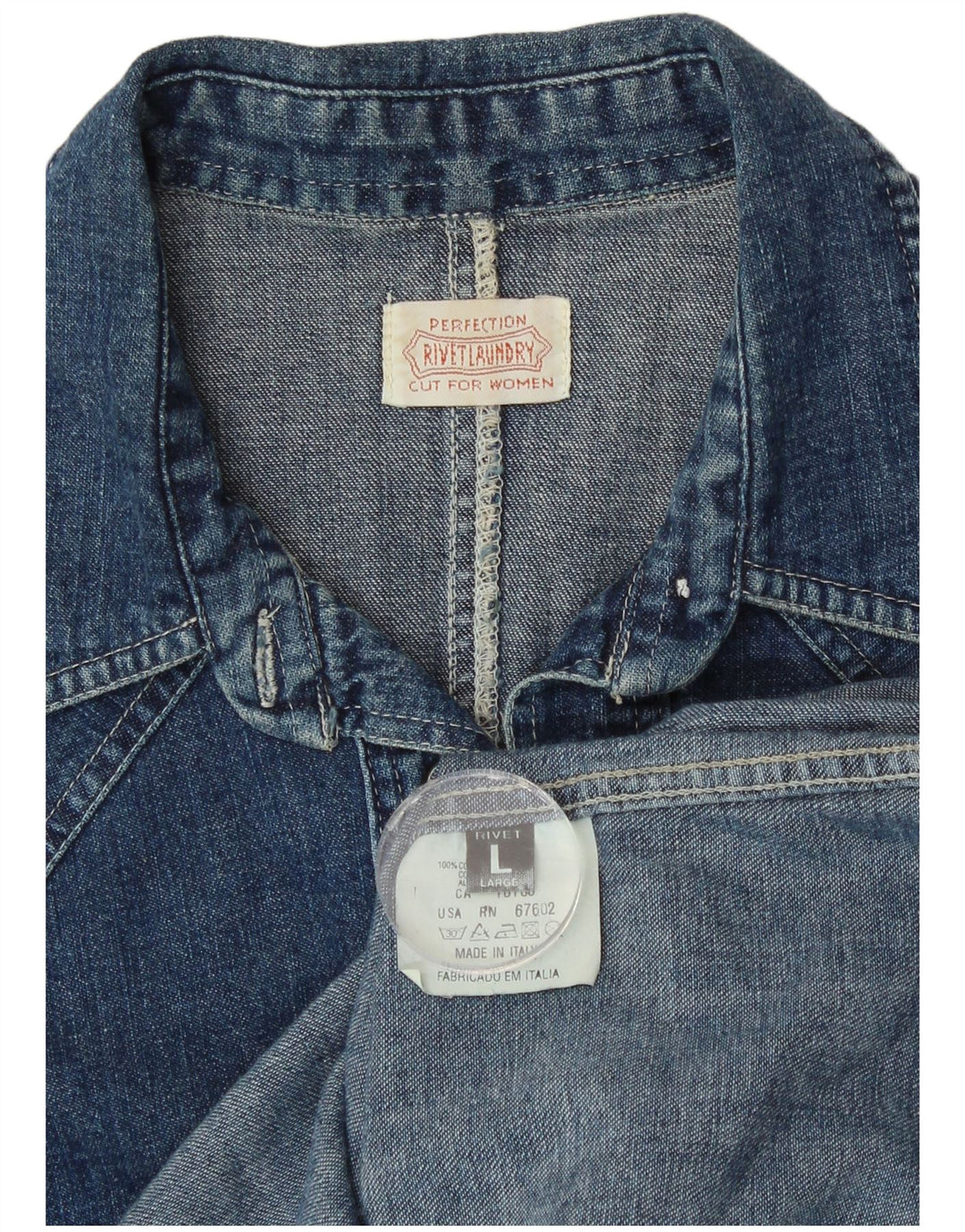 Vintage Womens Denim Shirt UK 16 Large Blue Cotton