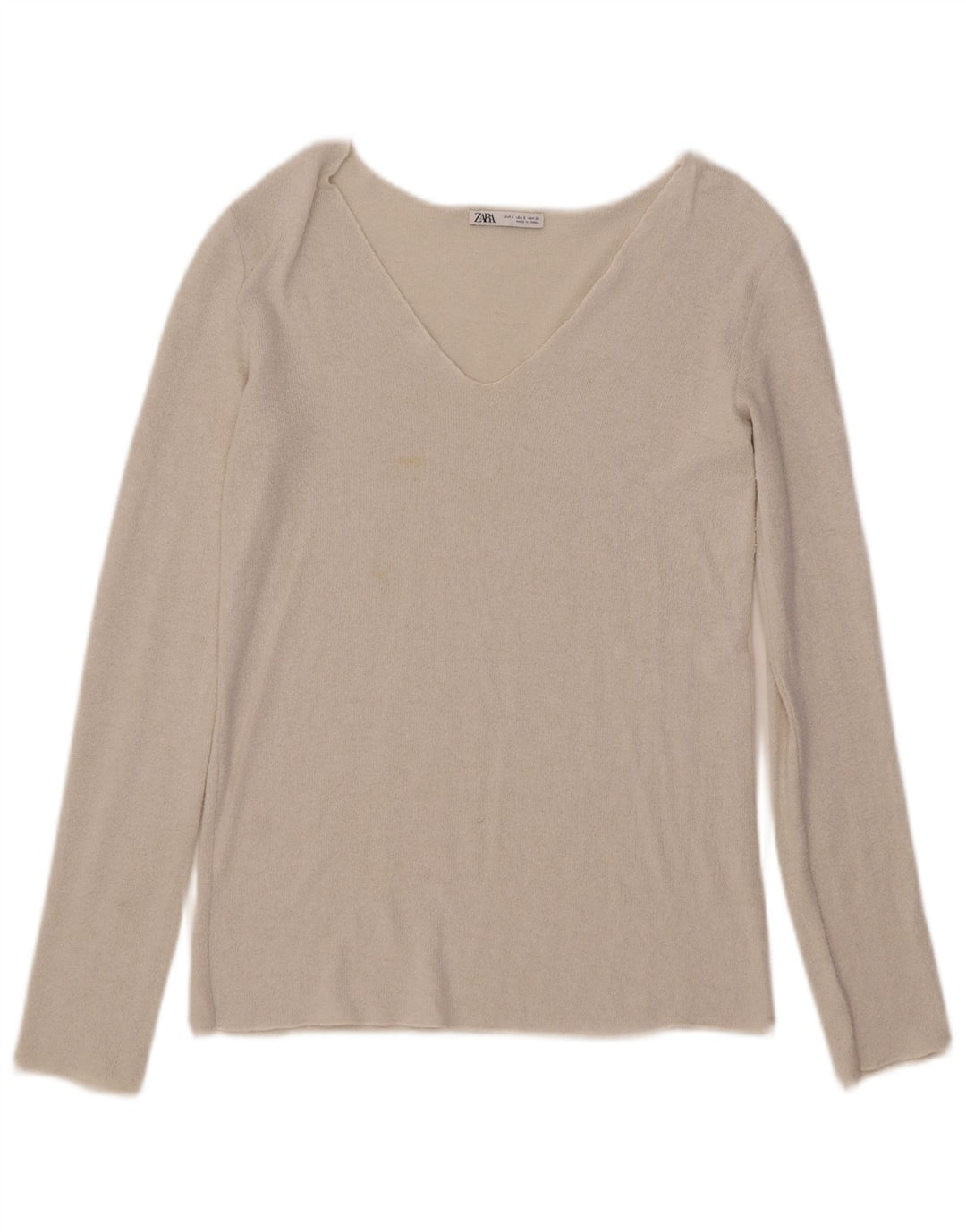 Zara Womens Top Long Sleeve UK 10 Small  White