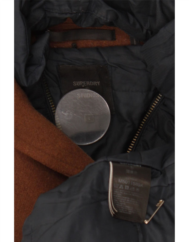 Superdry Mens Overcoat UK 40 Large Brown Wool