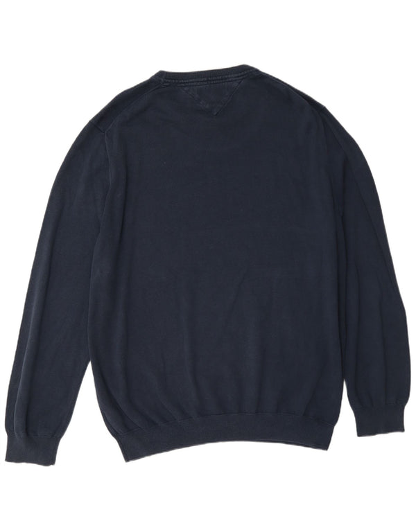 Tommy Hilfiger Mens Crew Neck Jumper Sweater 2XL Navy Blue Colourblock