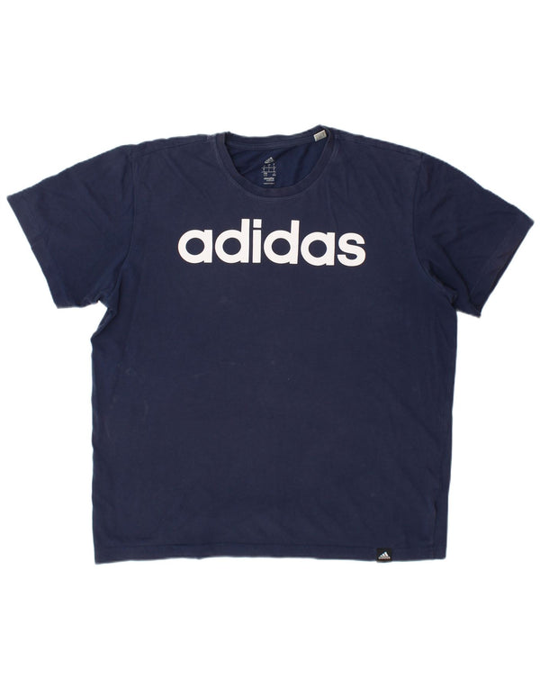Adidas Mens Climalite Graphic T-Shirt Top Large Navy Blue Cotton